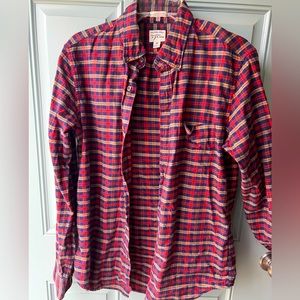 NWOT mint condition J Crew flannel. Navy beige and warm red plaid